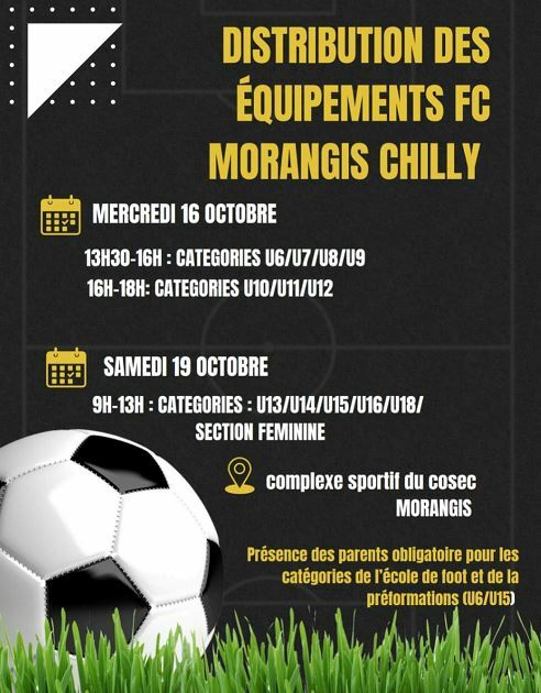 Distribution des équipements FC MORANGIS CHILLY